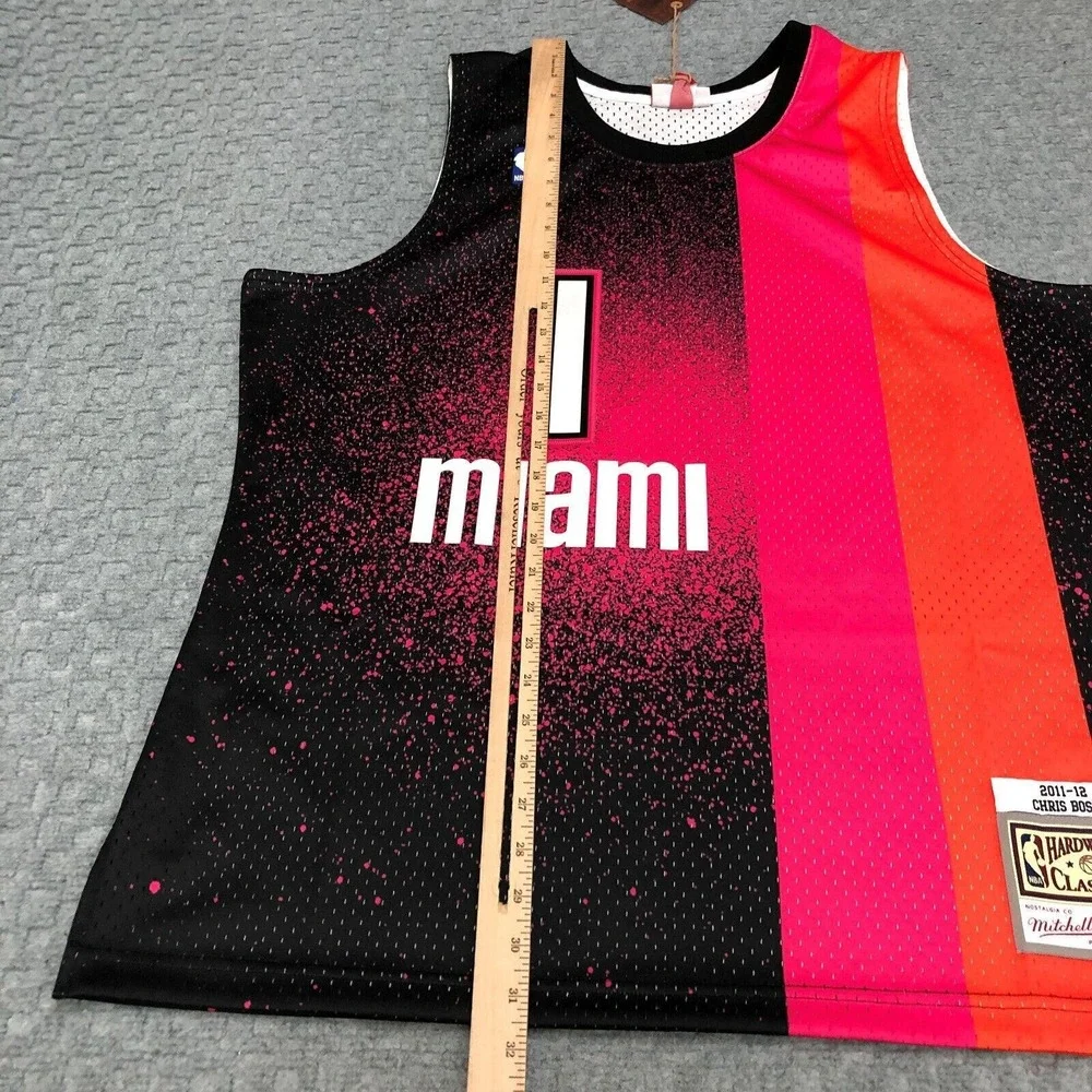 Miami Heat Basketball Jersey Mens XL Black Pink NBA Chris Bosh Mitchell & Ness